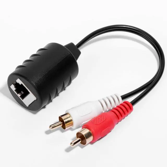 Alt view image 3 of 6 - 2 Pack Gold Plated Stereo RCA to Stereo RCA Audio Signal Over Cat5/6 Cable