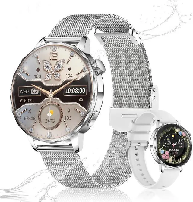Main image of Smart Watches for Women, IP68 Waterproof Fitness Tracker, Answer/Make Calls, 100+ Sport Modes, Heart Rate/Sleep/Steps Monitor for Android Phones and iPhone (Silver)