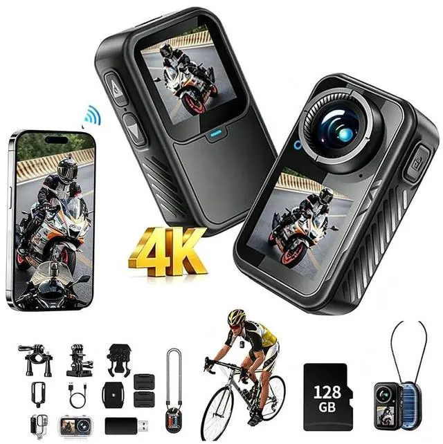 Main image of Motorcycle Camera with Stabilization & EIS,Chest Magnetic Action Camera with Dual Screen,Wearable Thumb Size Waterproof Body Cam,with Mount for Motorcycle/Bike,for Cycling,Outdoors Activities (128g)