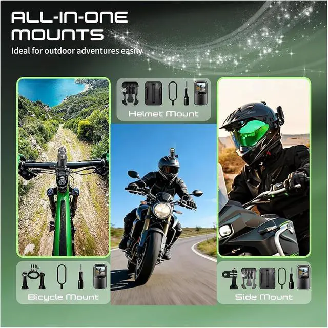 Alt view image 2 of 6 - Motorcycle Camera with Stabilization & EIS,Chest Magnetic Action Camera with Dual Screen,Wearable Thumb Size Waterproof Body Cam,with Mount for Motorcycle/Bike,for Cycling,Outdoors Activities (128g)