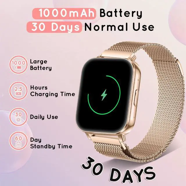 Alt view image 2 of 6 - Smart Watch for Women for Android & iPhone 1.85" HD Fitness Tracker IP68 | Bluetooth Call Smartwatch with Heart Rate SpO2 Sleep Monitor, DIY Dial 120+Sport Step IP68 Waterproof, 3 Band/1000mAh
