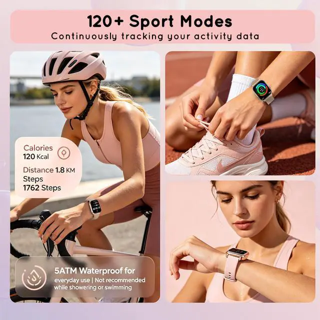 Alt view image 5 of 6 - Smart Watch for Women for Android & iPhone 1.85" HD Fitness Tracker IP68 | Bluetooth Call Smartwatch with Heart Rate SpO2 Sleep Monitor, DIY Dial 120+Sport Step IP68 Waterproof, 3 Band/1000mAh