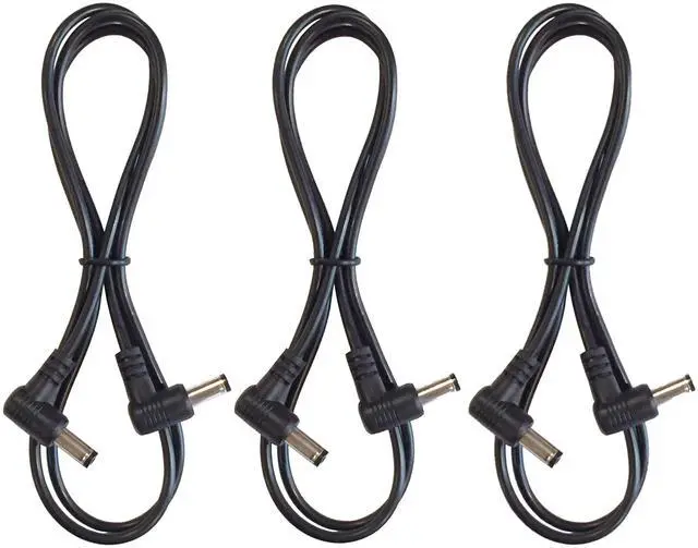 Main image of (3) Pack 3 Foot Right Angle DC Power 5.5mm x 2.1mm Patch Cables Wire Male to Male