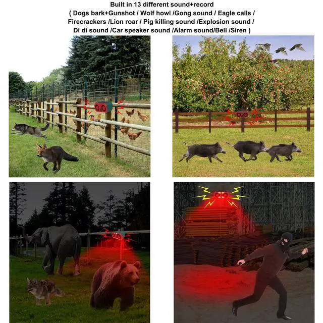 Alt view image 4 of 6 - Solar Outdoor Motion Sensor Alarm - Barking Dog Sound With 2 * 130db Noise Maker & 13LED Strobe Light, Support Recording, for Home Security (1 Pack)