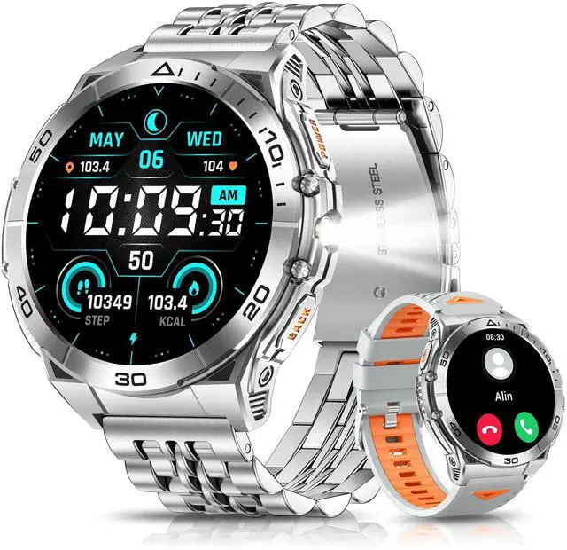 Main image of Military Smart Watches for Men with Bluetooth Call, 1.6" AMOLED Waterproof Smartwatch with Flashlight, 116 Sport Modes, 900mAh Heart Rate/SpO2/Sleep Monitor Fitness Tracker for Android iOS