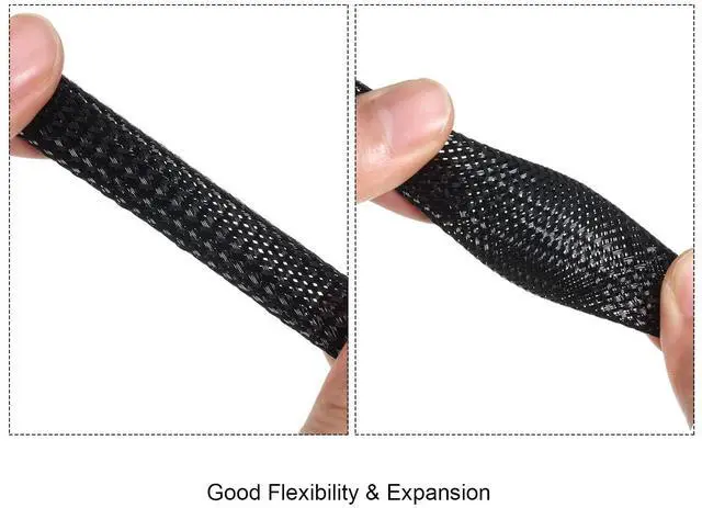 Alt view image 5 of 7 - 50ft PET Expandable Braided Cable Sleeve, Wire Loom Braid Sleeving with 127 Pieces Shrink Tube for Audio Video and Other Home Device Cable Automotive Wire(1 Inch, 3/8 Inch, 1/4 Inch,Black)