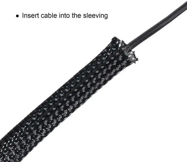 Alt view image 3 of 7 - 50ft PET Expandable Braided Cable Sleeve, Wire Loom Braid Sleeving with 127 Pieces Shrink Tube for Audio Video and Other Home Device Cable Automotive Wire(1 Inch, 3/8 Inch, 1/4 Inch,Black)