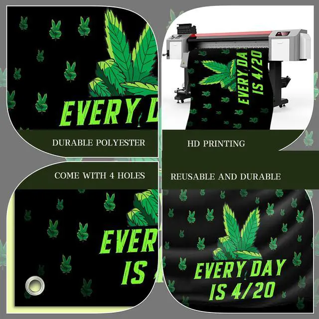 Alt view image 5 of 6 - Vibrant Green Leaves Print Photography Backdrop Banner - Every Day is 4/20 Themed Background for Birthday Parties, Graduation Events, Bachelor Celebrations & Man Cave Decor 72x43 Inch