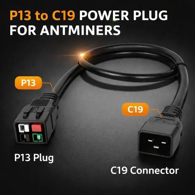 Alt view image 7 of 7 - C20 to P13 Heavy Duty Power Cord for Antminer L9, S21, KS5, AL1 and Others (10ft)