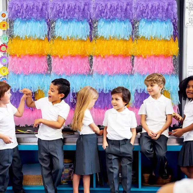 Alt view image 6 of 6 - 3 Set Pastel Rainbow Classroom Wall Decoration Fringe Backdrop Multicolor Wall Paper Tassels Fringe Decor for First Day of School Back to School Classroom Reading Corner Bulletin Board Decor