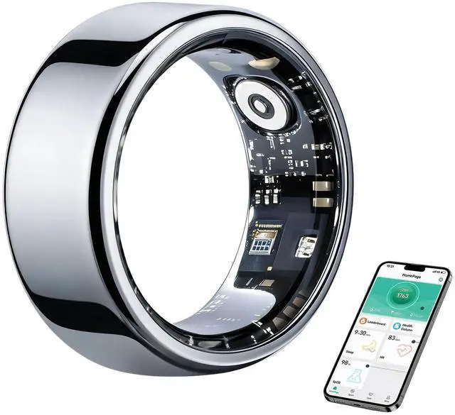 Main image of Smart Ring for Women, Health Tracker & 5ATM. (Silver, 7#) | No Subscription FeeHeart Rate, Blood Oxygen,Blood Pressure, Sleep Heart Rate Tracker for iOS & Android