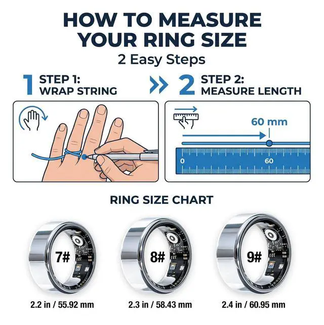 Alt view image 3 of 7 - Smart Ring for Women, Health Tracker & 5ATM. (Silver, 7#) | No Subscription FeeHeart Rate, Blood Oxygen,Blood Pressure, Sleep Heart Rate Tracker for iOS & Android