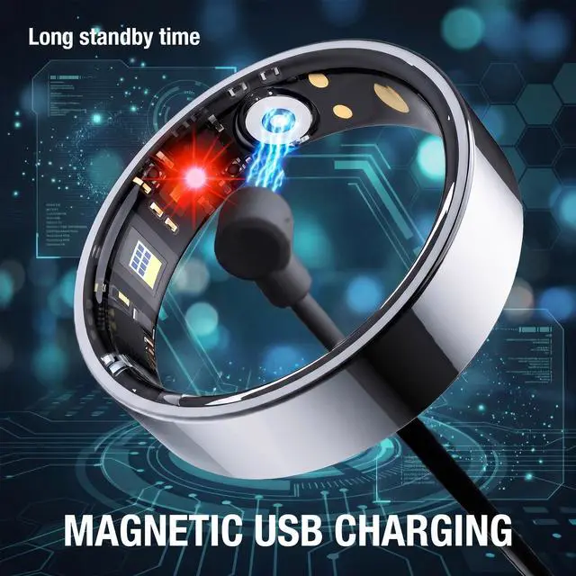Alt view image 5 of 7 - Smart Ring for Women, Health Tracker & 5ATM. (Silver, 7#) | No Subscription FeeHeart Rate, Blood Oxygen,Blood Pressure, Sleep Heart Rate Tracker for iOS & Android