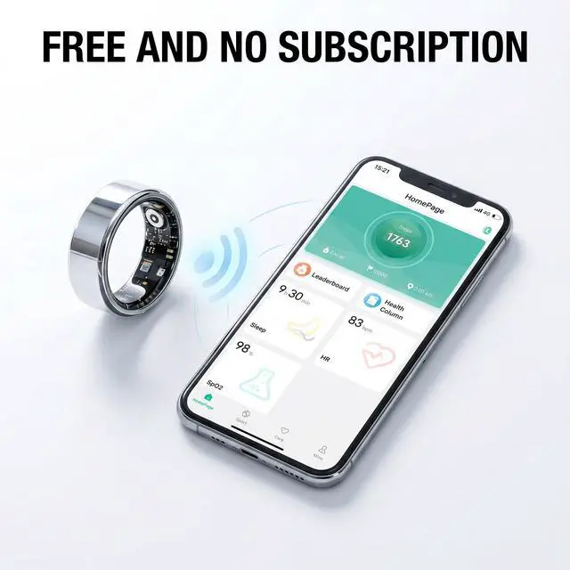 Alt view image 7 of 7 - Smart Ring for Women, Health Tracker & 5ATM. (Silver, 7#) | No Subscription FeeHeart Rate, Blood Oxygen,Blood Pressure, Sleep Heart Rate Tracker for iOS & Android