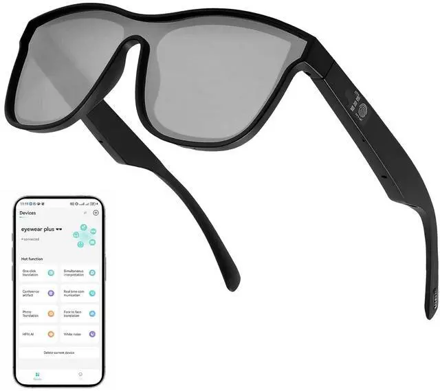 Main image of AI Smart Glasses, Polarized Bluetooth Sunglasses for Men Women | Real-Time Translation, Touch & Voice Control, Open-Ear Music & Hands-Free Calling, 68h Battery