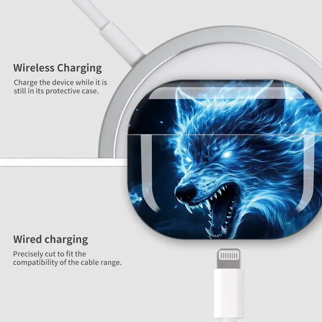 Alt view image 4 of 7 - Case Compatible with AirPod Pro 3 2025, Cute Protective Cover with Keychain for AirPod Pro 3rd Generation, Full Protection Case for Women Girls(Blue Flame Wolf Head)