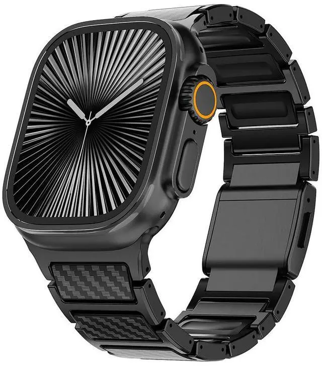 Main image of Magnetic Titanium Band Compatible with Apple Watch Ultra 3 2 1 Series 11 10 9 8 7 SE, Premium Dual Material Strap for Men Business & Sports, Compatible with 44mm 45mm 46mm 49mm Large Dial Models