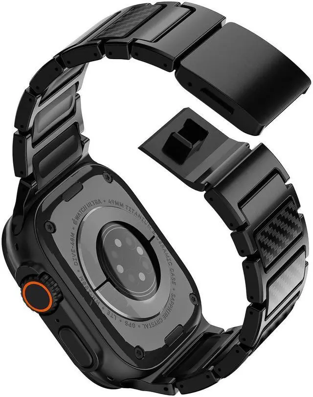 Alt view image 5 of 6 - Magnetic Titanium Band Compatible with Apple Watch Ultra 3 2 1 Series 11 10 9 8 7 SE, Premium Dual Material Strap for Men Business & Sports, Compatible with 44mm 45mm 46mm 49mm Large Dial Models