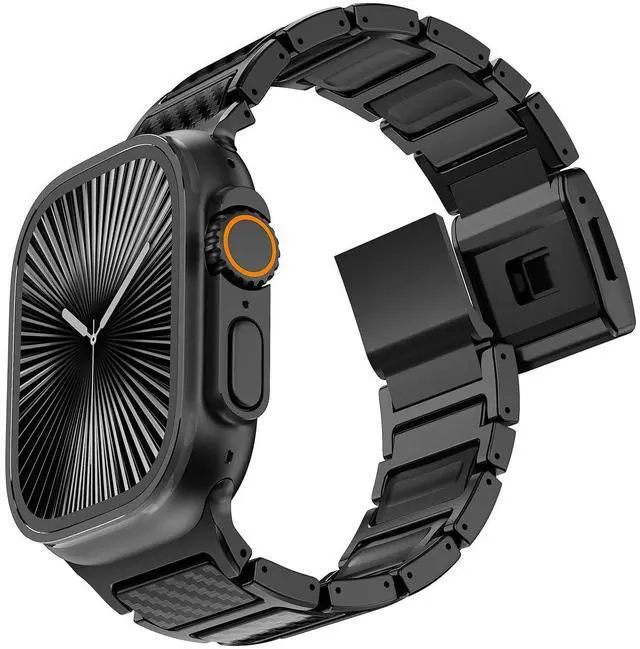 Alt view image 6 of 6 - Magnetic Titanium Band Compatible with Apple Watch Ultra 3 2 1 Series 11 10 9 8 7 SE, Premium Dual Material Strap for Men Business & Sports, Compatible with 44mm 45mm 46mm 49mm Large Dial Models