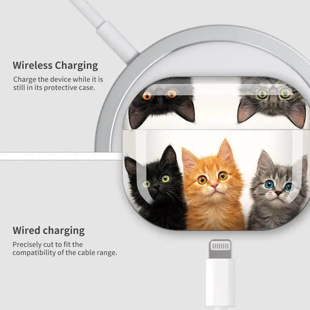 Alt view image 4 of 7 - Case Compatible with AirPod Pro 3 2025, Cute Protective Cover with Keychain for AirPod Pro 3rd Generation, Full Protection Case for Women Girls(Cats with Striking Eyes)