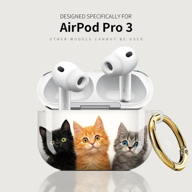 Alt view image 5 of 7 - Case Compatible with AirPod Pro 3 2025, Cute Protective Cover with Keychain for AirPod Pro 3rd Generation, Full Protection Case for Women Girls(Cats with Striking Eyes)