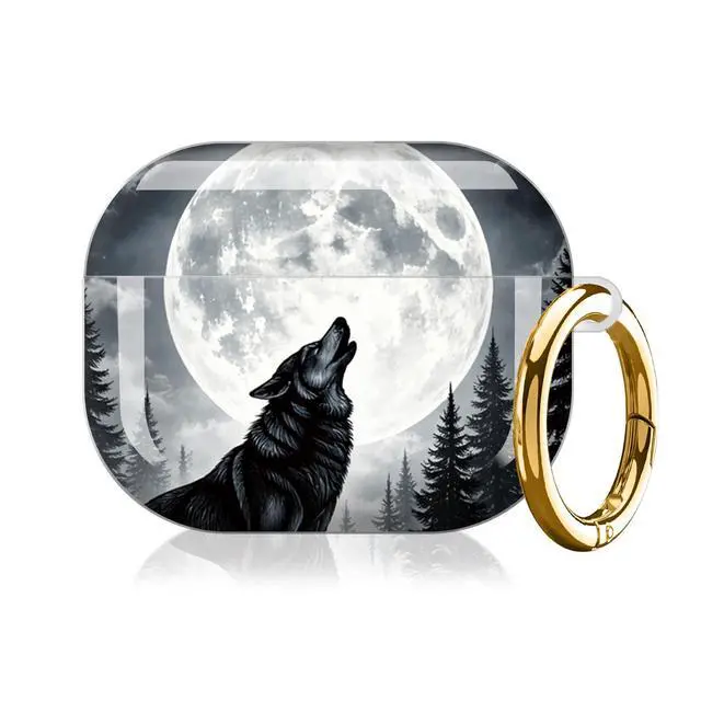 Alt view image 7 of 7 - Case Compatible with AirPod Pro 3 2025, Cute Protective Cover with Keychain for AirPod Pro 3rd Generation, Full Protection Case for Women Girls(Wolf Howling Under Moon Forest)