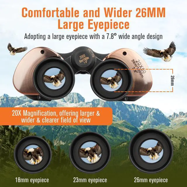 Alt view image 3 of 7 - 20x50 Binoculars for Adults, Binoculars HD High Powered Professionalfor Bird Watching Travel Stargazing Concerts Outdoor Sports-BAK4 Prism FMC Lens,Waterproof, Fogproof with Phone Adapter