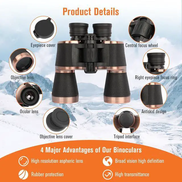 Alt view image 7 of 7 - 20x50 Binoculars for Adults, Binoculars HD High Powered Professionalfor Bird Watching Travel Stargazing Concerts Outdoor Sports-BAK4 Prism FMC Lens,Waterproof, Fogproof with Phone Adapter