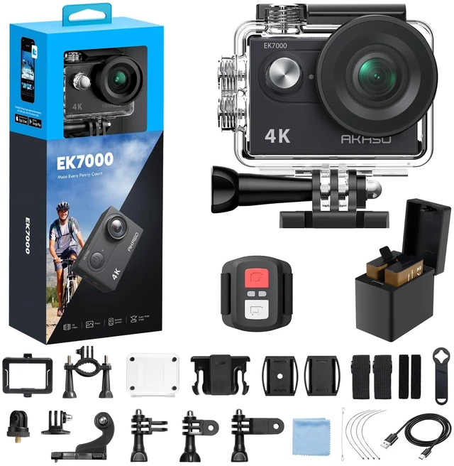 Main image of EK7000 4K30fps Action Camera with EIS Ultra HD 20MP 131ft Waterproof Underwater Camera with 4X Zoom Remote Control with Accessories Kit