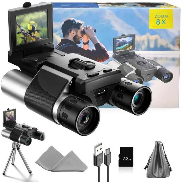 Main image of Digital Binoculars with Camera - 8X Digital Zoom, 2" LCD Display 40MP Camera 2.5K Videos Ideal for Concerts, Bird Watching, and Outdoor Adventures with 32GB SD Card - S555