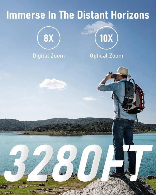 Alt view image 2 of 7 - Digital Binoculars with Camera - 8X Digital Zoom, 2" LCD Display 40MP Camera 2.5K Videos Ideal for Concerts, Bird Watching, and Outdoor Adventures with 32GB SD Card - S555