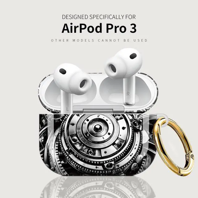 Alt view image 5 of 7 - Case Compatible with AirPod Pro 3 2025, Cute Protective Cover with Keychain for AirPod Pro 3rd Generation, Full Protection Case for Women Girls(Mechanical Gears)