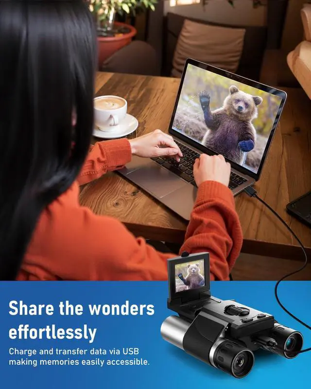 Alt view image 5 of 7 - Digital Binoculars with Camera - 8X Digital Zoom, 2" LCD Display 40MP Camera 2.5K Videos Ideal for Concerts, Bird Watching, and Outdoor Adventures with 32GB SD Card - S555