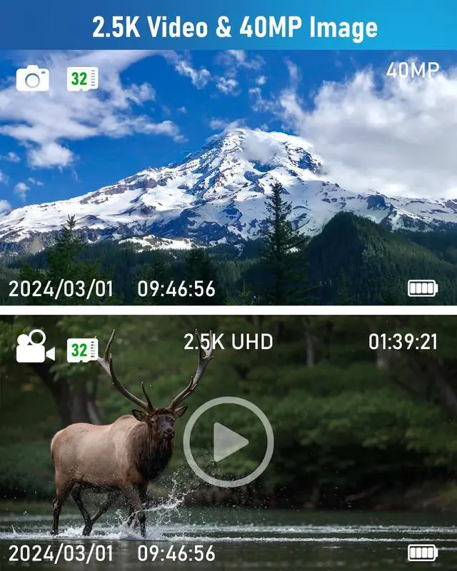 Alt view image 4 of 7 - Digital Binoculars with Camera - 8X Digital Zoom, 2" LCD Display 40MP Camera 2.5K Videos Ideal for Concerts, Bird Watching, and Outdoor Adventures with 32GB SD Card - S555
