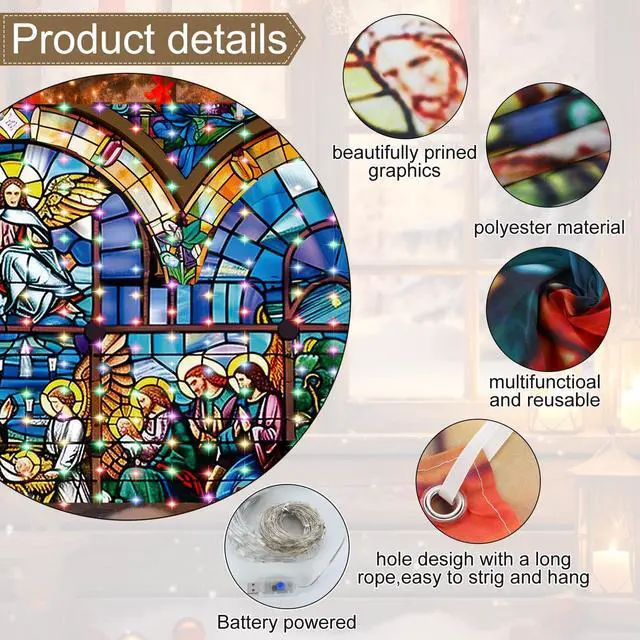 Alt view image 4 of 6 - Christmas Lighted Nativity Garage Door Decorations Banner 7x16ft
