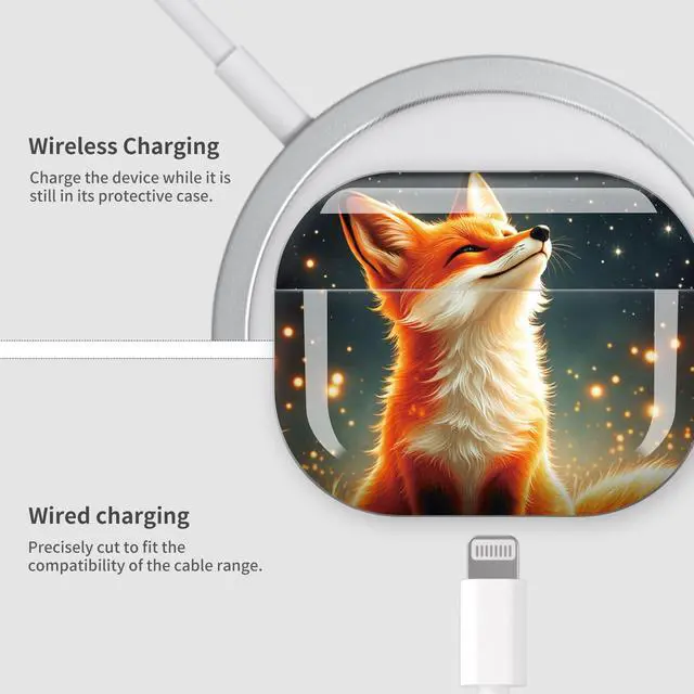 Alt view image 4 of 7 - Case Compatible with AirPod Pro 3 2025, Cute Protective Cover with Keychain for AirPod Pro 3rd Generation, Full Protection Case for Women Girls(Fox Starry Night Glowing Lights Forest)