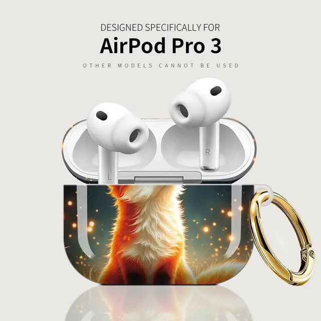 Alt view image 5 of 7 - Case Compatible with AirPod Pro 3 2025, Cute Protective Cover with Keychain for AirPod Pro 3rd Generation, Full Protection Case for Women Girls(Fox Starry Night Glowing Lights Forest)