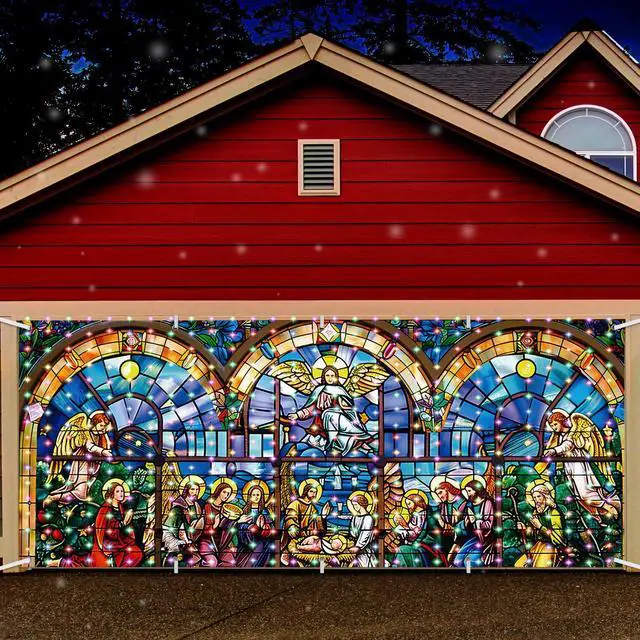 Alt view image 5 of 6 - Christmas Lighted Nativity Garage Door Decorations Banner 7x16ft