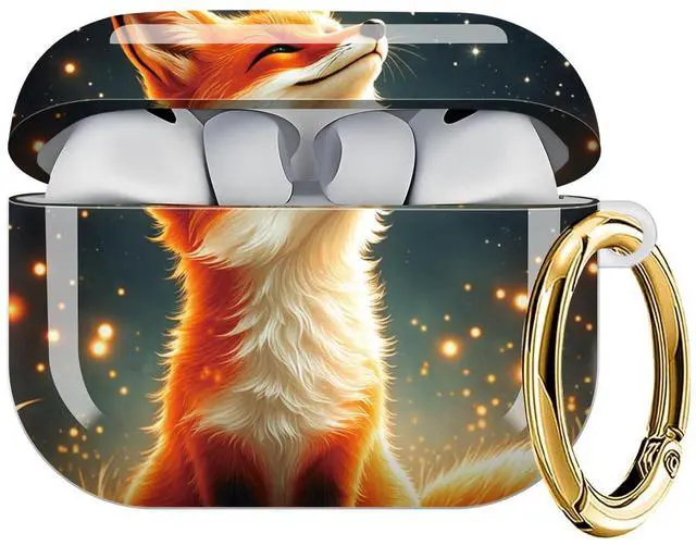 Main image of Case Compatible with AirPod Pro 3 2025, Cute Protective Cover with Keychain for AirPod Pro 3rd Generation, Full Protection Case for Women Girls(Fox Starry Night Glowing Lights Forest)