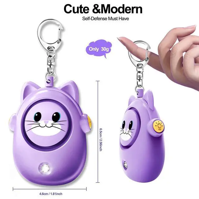 Alt view image 2 of 6 - Personal Alarm Keychain for Women with LED Light, Safe Sound 130dB Loud Siren, Cute Emergency Self-Defense Safety Alarm, Security Siren for Children