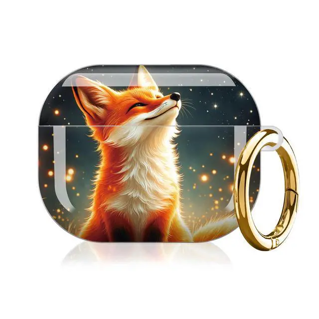 Alt view image 7 of 7 - Case Compatible with AirPod Pro 3 2025, Cute Protective Cover with Keychain for AirPod Pro 3rd Generation, Full Protection Case for Women Girls(Fox Starry Night Glowing Lights Forest)