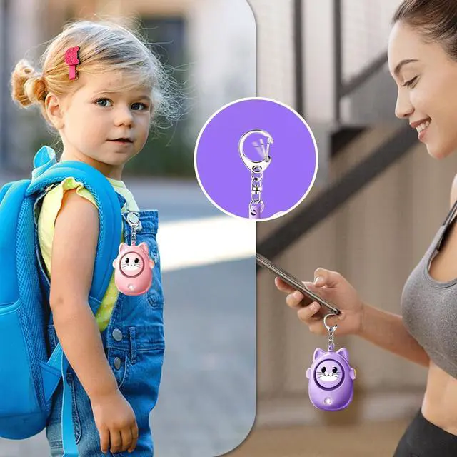 Alt view image 4 of 6 - Personal Alarm Keychain for Women with LED Light, Safe Sound 130dB Loud Siren, Cute Emergency Self-Defense Safety Alarm, Security Siren for Children