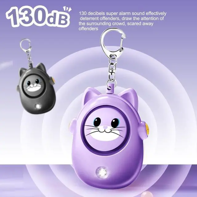 Alt view image 6 of 6 - Personal Alarm Keychain for Women with LED Light, Safe Sound 130dB Loud Siren, Cute Emergency Self-Defense Safety Alarm, Security Siren for Children