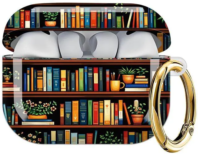 Main image of Case Compatible with AirPod Pro 3 2025, Cute Protective Cover with Keychain for AirPod Pro 3rd Generation, Full Protection Case for Women Girls(Bookshelf Plants Books)