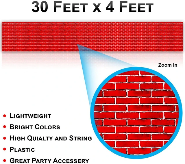 Alt view image 2 of 6 - Brick Wall Backdrop for Christmas | 4 Foot x 30 Foot | Party Supplies Decoration | Brick Backdrop & Fireplace Backdrop Decoration for December Decoration