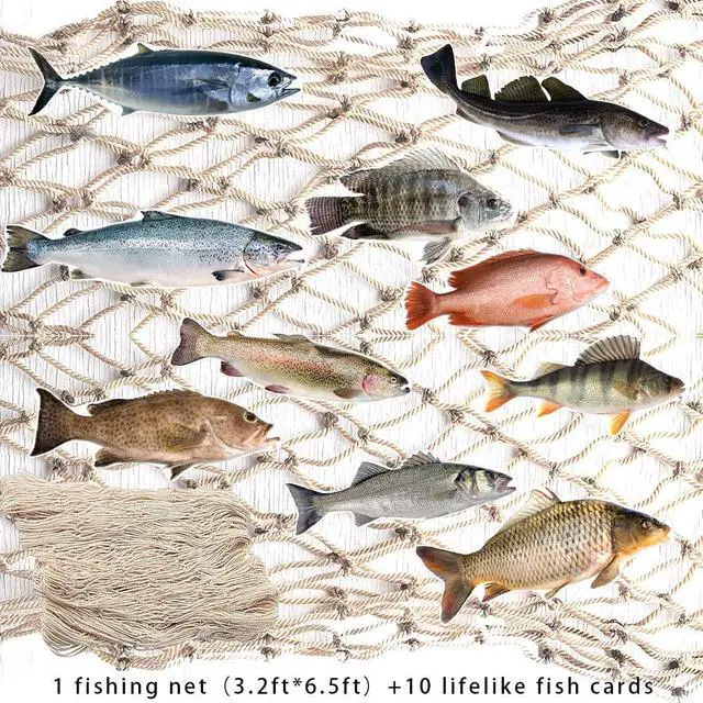 Alt view image 5 of 5 - Gone Fish Net Fish Banner Party Supply Kit Photo Backdrop | 1st Birthday, Baby Shower, Under the Sea, Nautical Mermaid Pirate Hawaiian Luau Yacht Beach Themed, Monthly Baptism