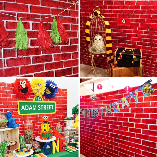 Alt view image 3 of 6 - Brick Wall Backdrop for Christmas | 4 Foot x 30 Foot | Party Supplies Decoration | Brick Backdrop & Fireplace Backdrop Decoration for December Decoration