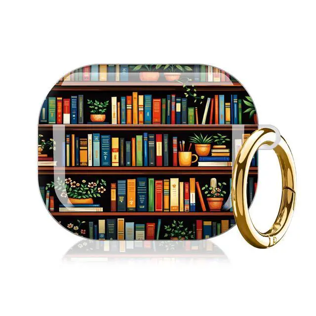 Alt view image 7 of 7 - Case Compatible with AirPod Pro 3 2025, Cute Protective Cover with Keychain for AirPod Pro 3rd Generation, Full Protection Case for Women Girls(Bookshelf Plants Books)