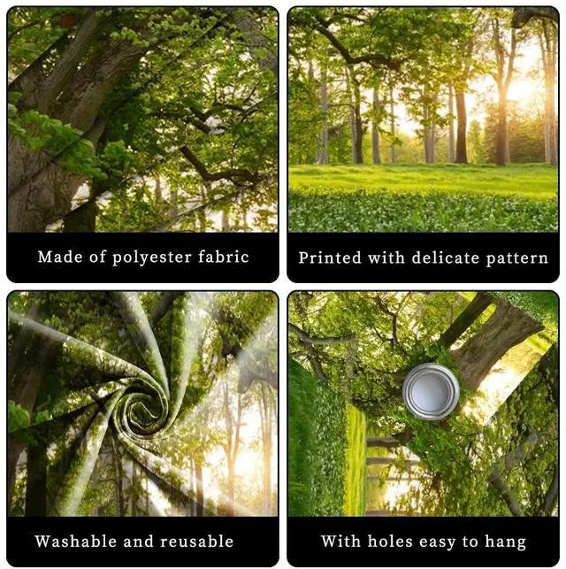 Alt view image 5 of 6 - 7x8ft Spring Forest Garage Door Decoration Banner Lush Green Old Trees Prairie Sunshine Field Natural Scenery Garage Door Backdrop Decoration for Indoor Outdoor Wall Door Photography
