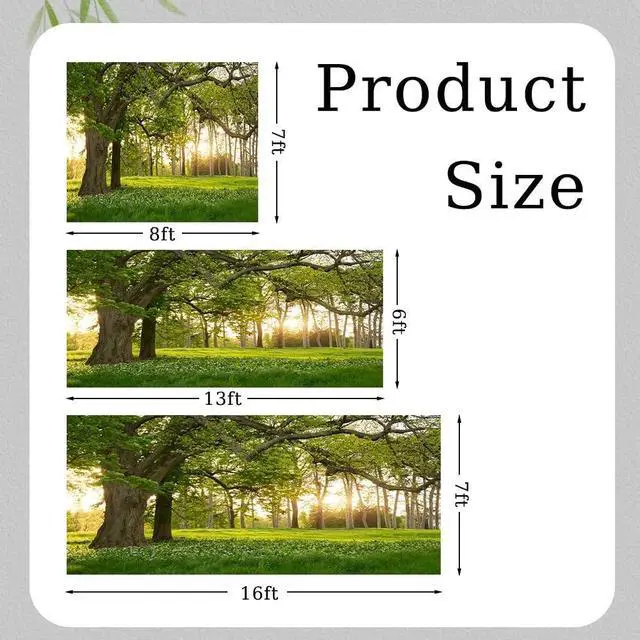 Alt view image 6 of 6 - 7x8ft Spring Forest Garage Door Decoration Banner Lush Green Old Trees Prairie Sunshine Field Natural Scenery Garage Door Backdrop Decoration for Indoor Outdoor Wall Door Photography